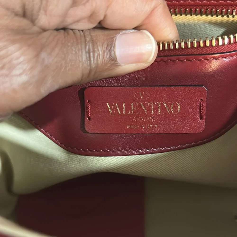 Valentino Garavani Red and Pink Quilted Studded Bag - Picture 12 of 13